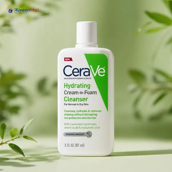 CeraVe Hydrating Cream To Foam Cleanser (For Normal To Dry Skin) - 87ml (USA version)